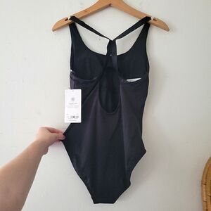 Athleta Malibu Swimsuit One Piece Black Strappy NWT Small